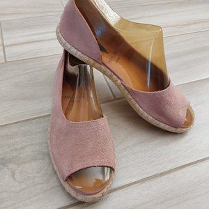 Verbenas CRUZ Pink Suede D'Orsay Open Toe Espadrille Flats.   Size 40 (US 9)